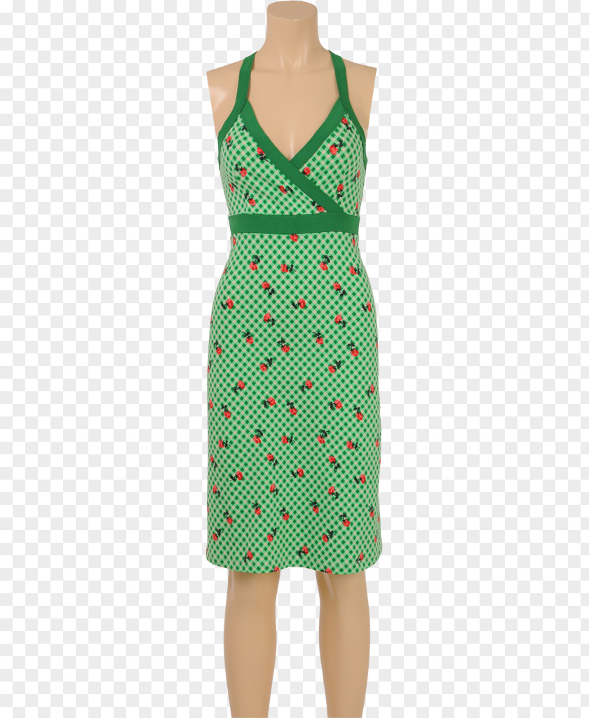 Green Meadow Polka Dot Cocktail Dress Pattern PNG