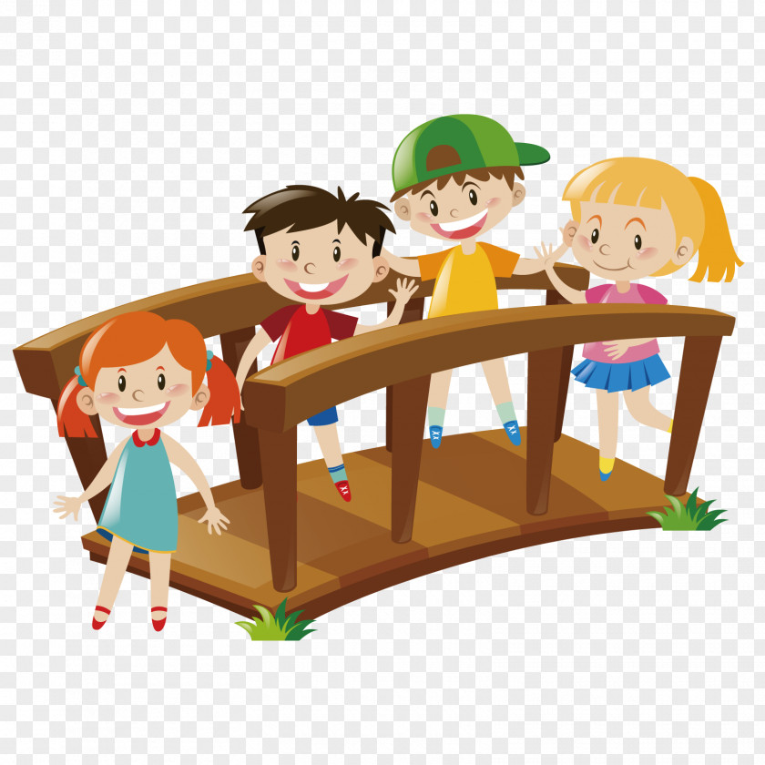 Vector Single-plank Bridge Child Illustration PNG