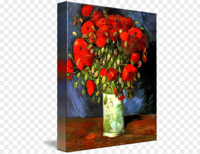 Painting Vase With Red Poppies Poppy Art Oil Paint PNG