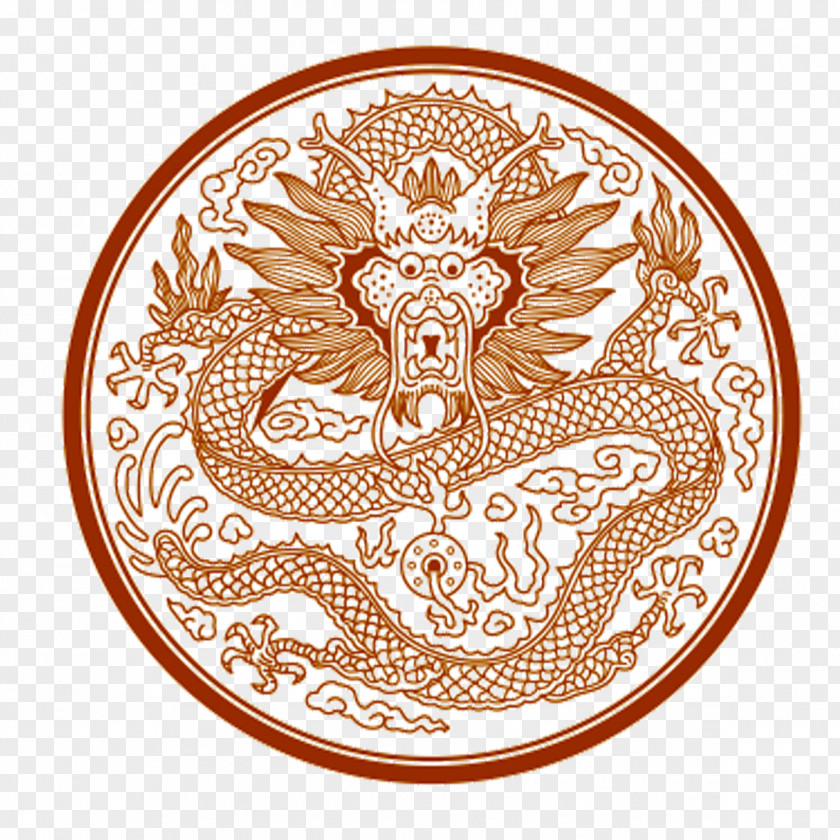The Ancient Dragon Border China Coloring Book Pattern PNG