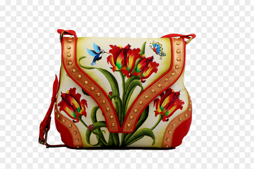 Hand-painted Hummingbird Handbag Leather Messenger Bags Wallet PNG
