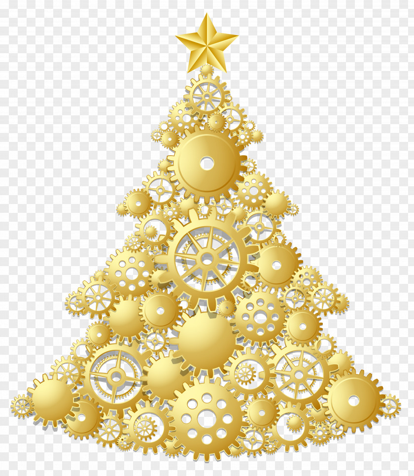 Gold Steampunk Christmas Tree Clipart Day Ornament Clip Art PNG