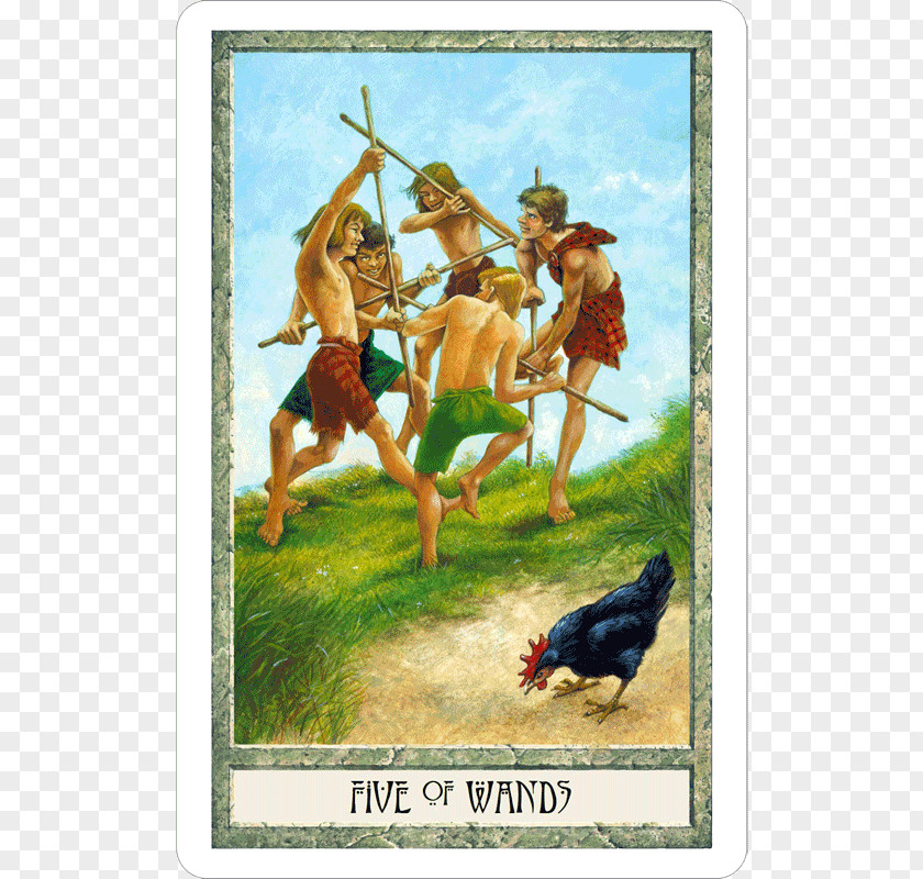Tarot Card The Druid Craft Druidcraft Five Of Wands Playing PNG