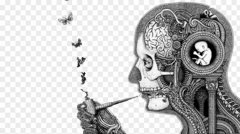 Irritability Smoking Skull Drawing Thought Illustration PNG