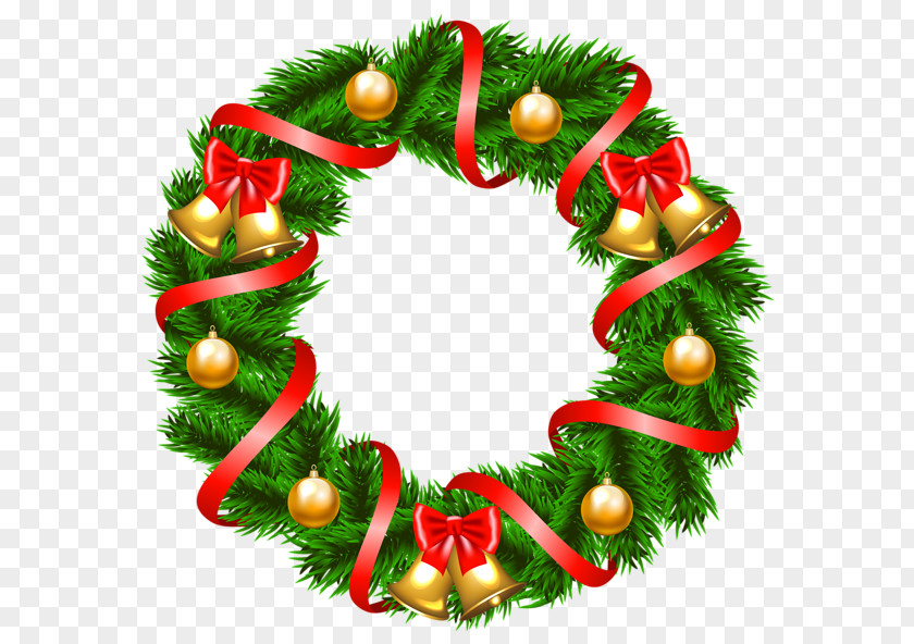 Gold Wreath Christmas Garland Clip Art PNG