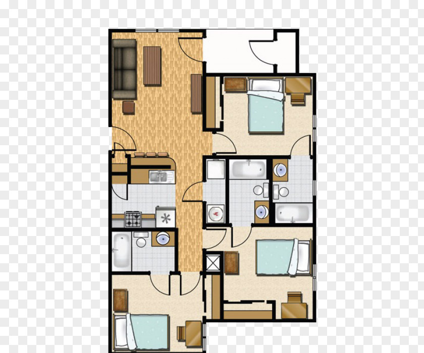 Bed Plan Floor Studio Apartment House Bedroom PNG
