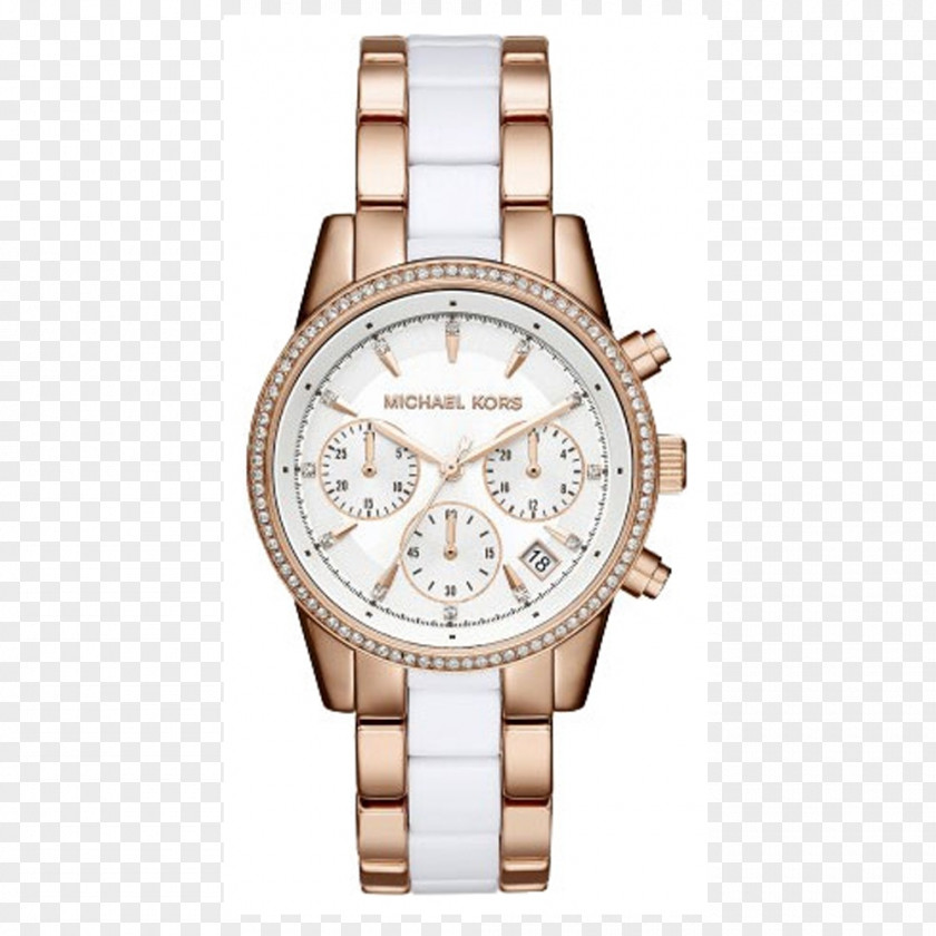 Gold Michael Kors Women's Ritz Portia Slim Runway Chronograph PNG