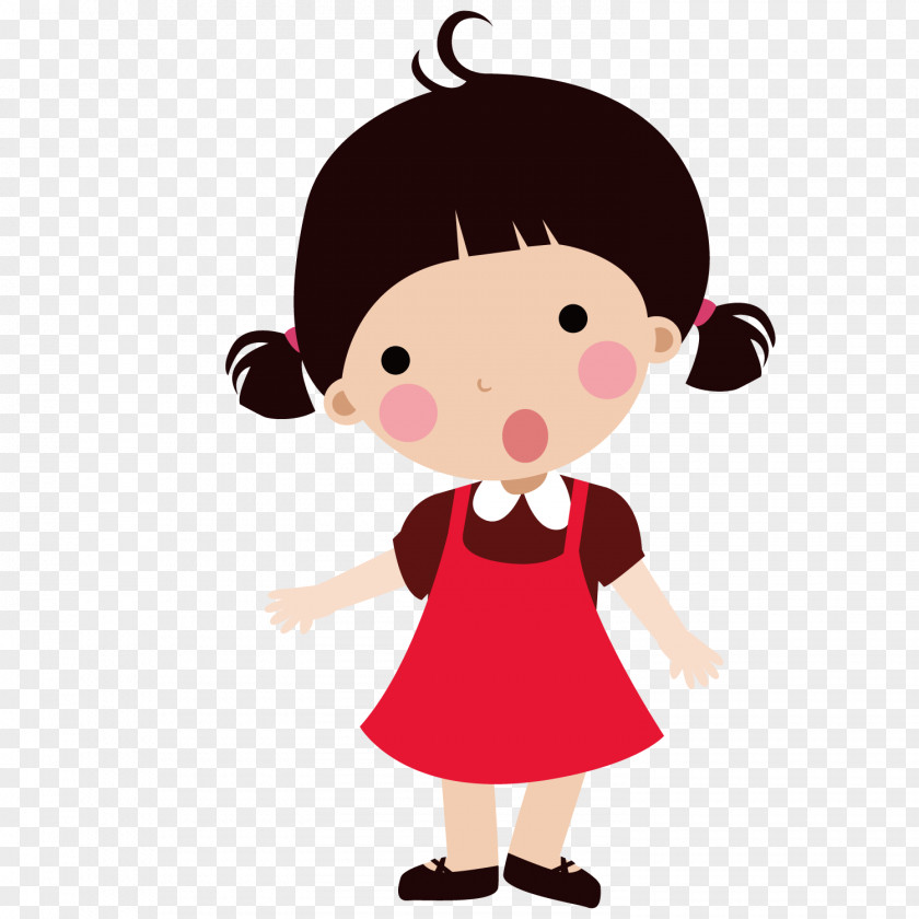 Cartoon Child Drawing Illustration PNG Illustration, Girl wearing a dress clipart PNG