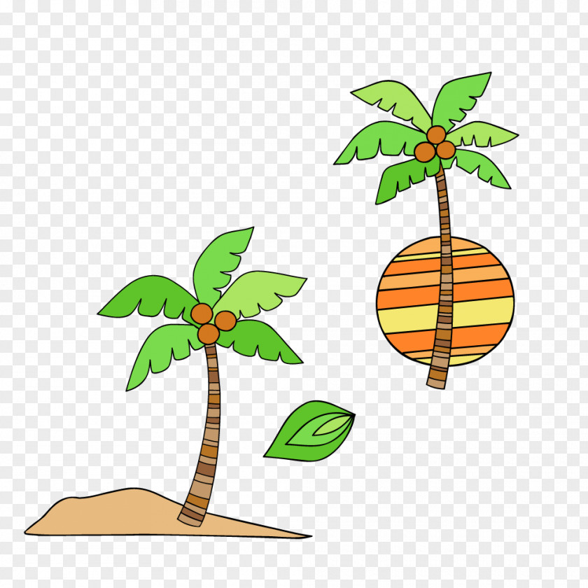 Coconut Tree Vector Material Sea Adobe Illustrator Clip Art PNG