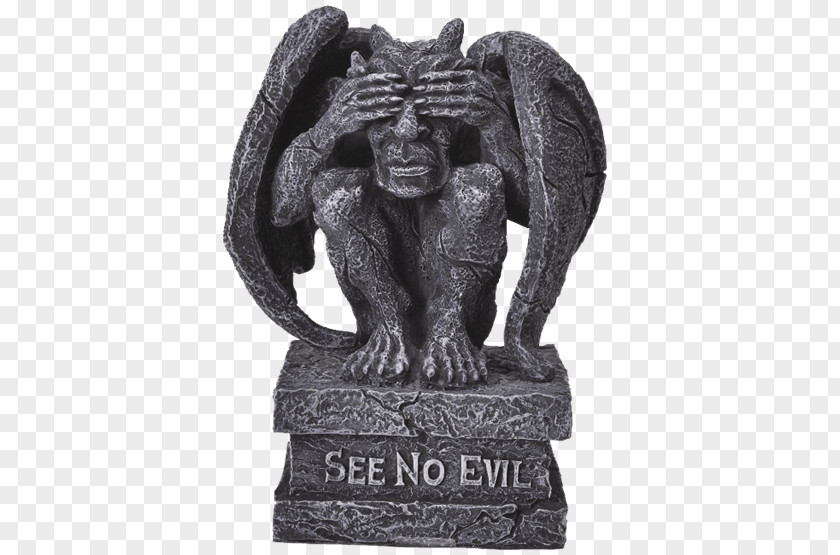 Statue Gargoyle Figurine Three Wise Monkeys PNG