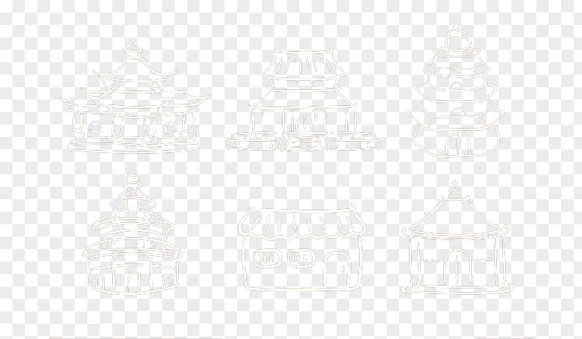 White Japanese Building Icon Black Pattern PNG