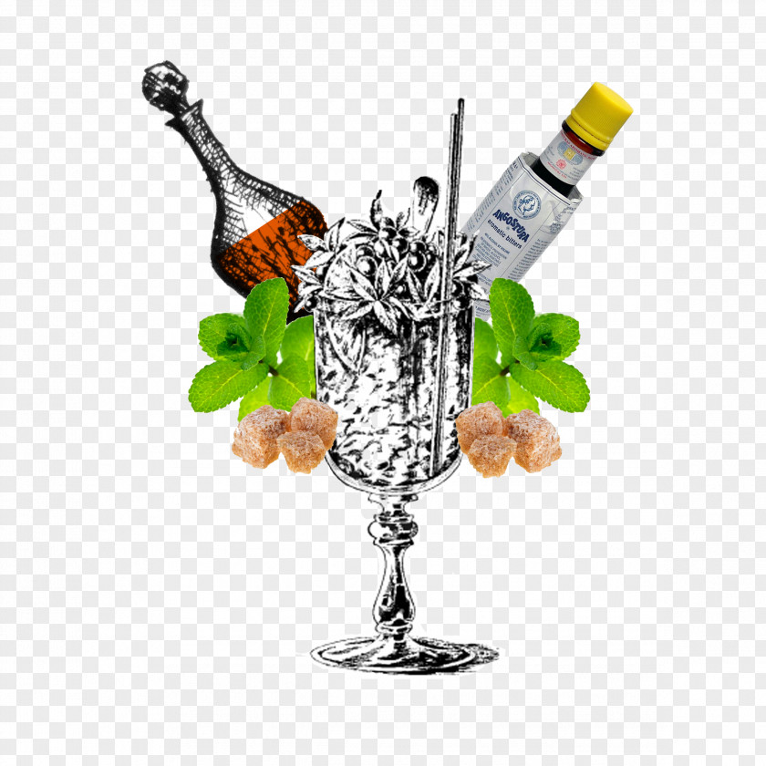 Amelie Mint Julep Cocktail Liqueur Mojito Glass Bottle PNG