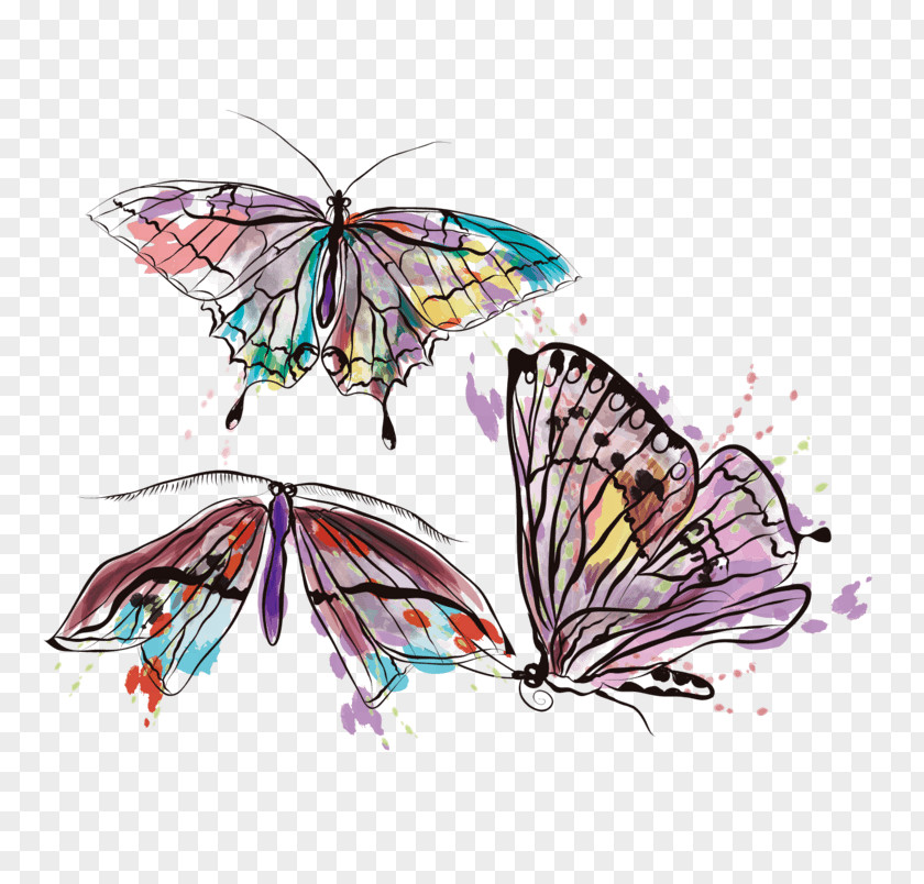 Flowers Butterflies Temporary Tattoos Waterproof Tattoo Stickers Insect Vector Graphics PNG