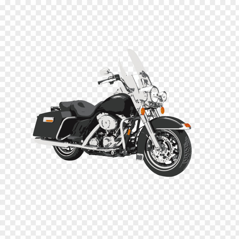 Mustang Motorcycle Vector Drawing Realistic Black Harley-Davidson Super Glide Custom Tri Ultra Classic PNG