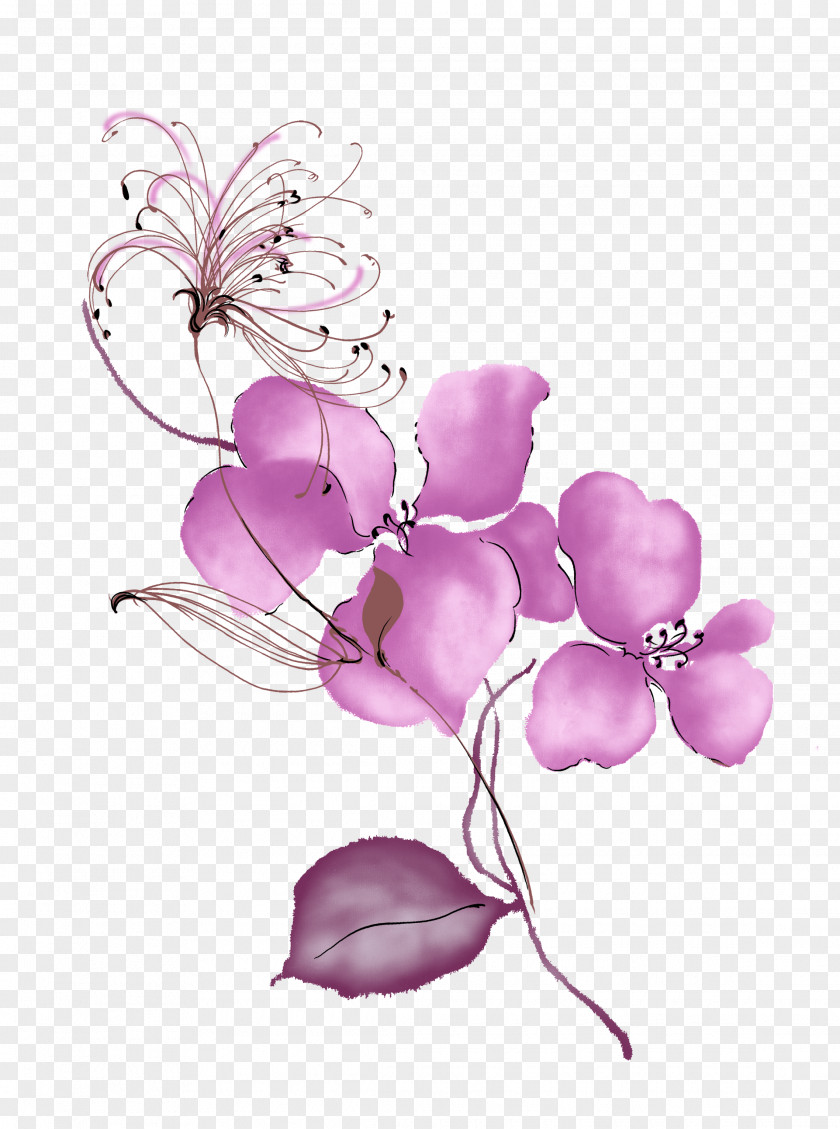 Purple Painted Flowers Border Background Download PNG
