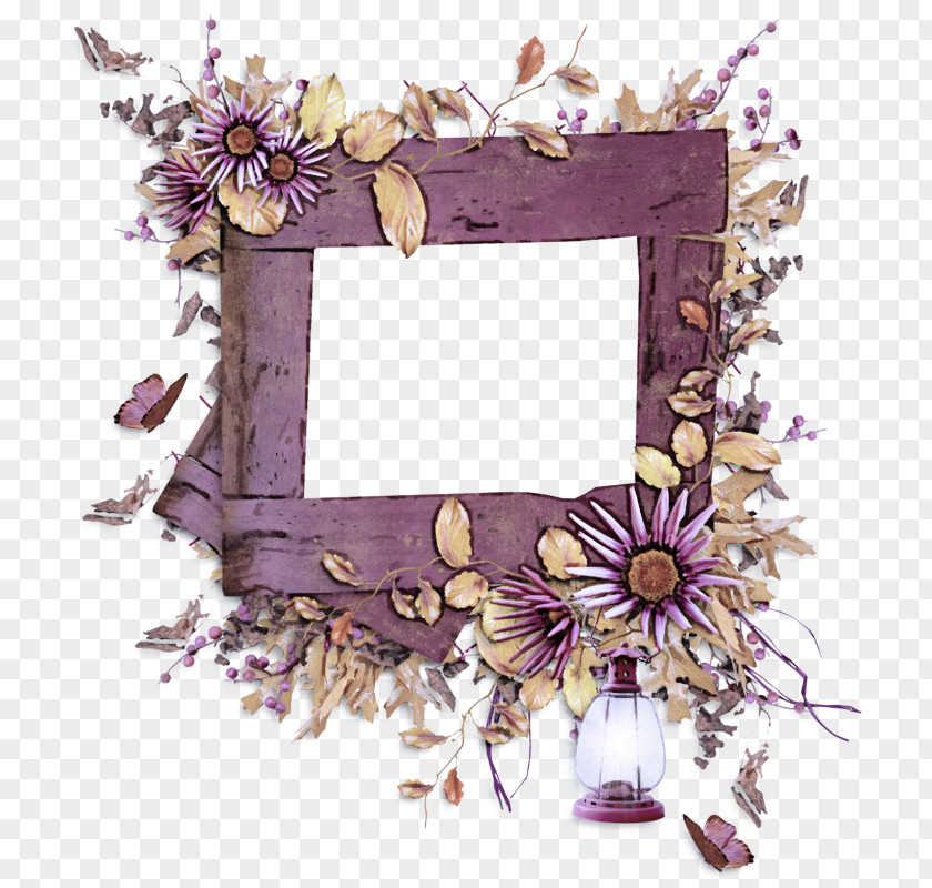 Twig Flower Picture Frame PNG