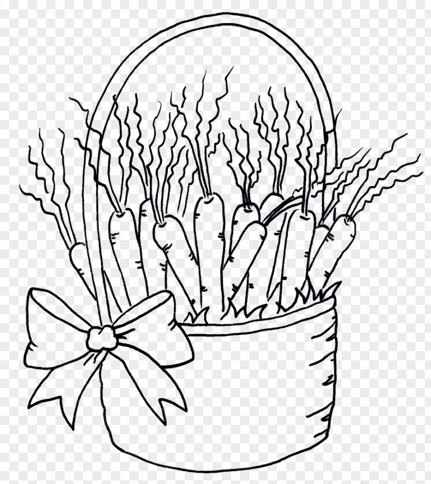 Carrot Drawing Floral Design Basket Sketch PNG