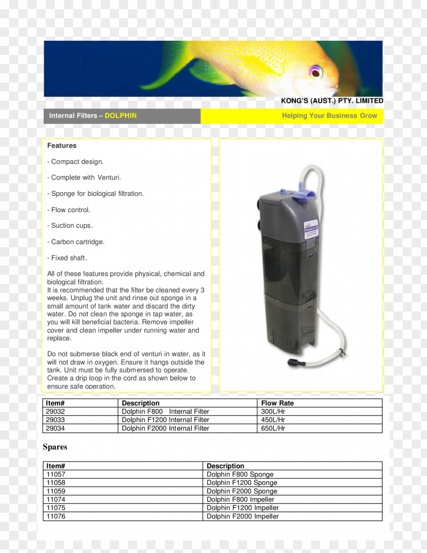 Dolphin Aquarium Filters Kong's (Aust.) Pty. Limited Document .us PNG