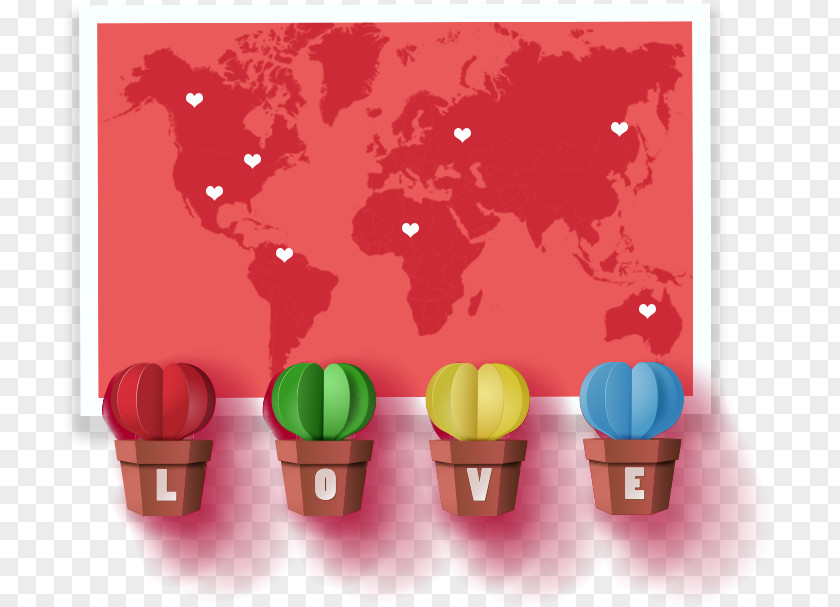 Creative Valentines Day World Map Globe PNG