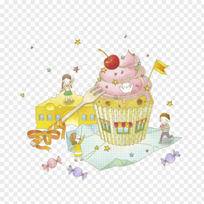 Lovely Cake Lollipop Child Illustration PNG