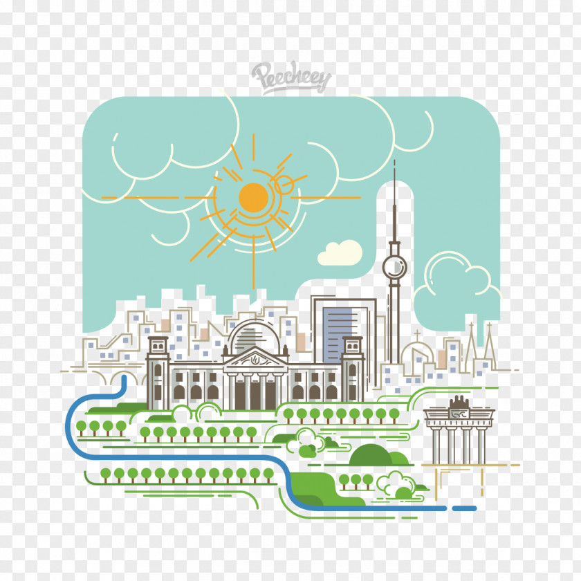 City Hand Drawing Berlin Skyline Download PNG