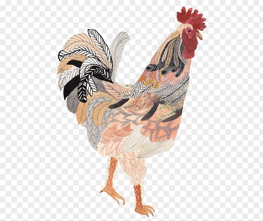 Colorful Cock Rooster Chicken Paper Chinese New Year Lunar PNG