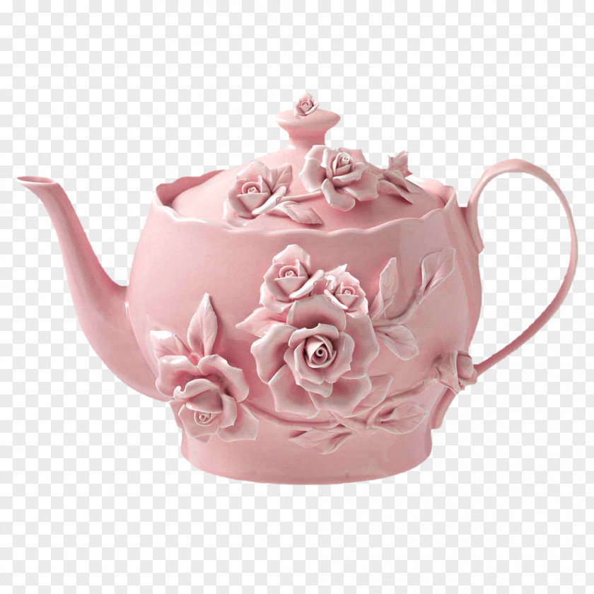 Digital Flowering Tea Teapot Set White PNG