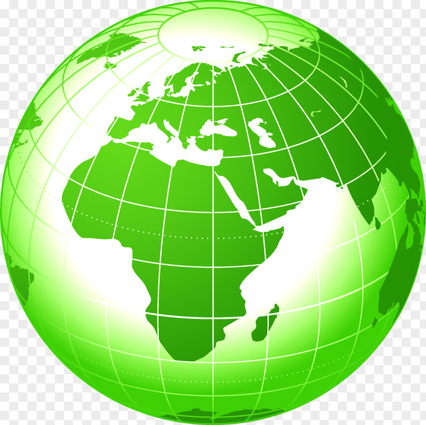 Green Earth Globe World Map PNG