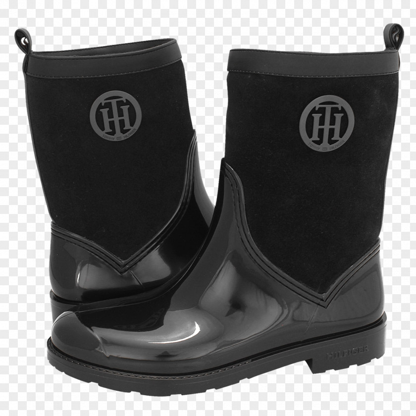 Tommy Hilfiger Black Motorcycle Boot Shoe PNG