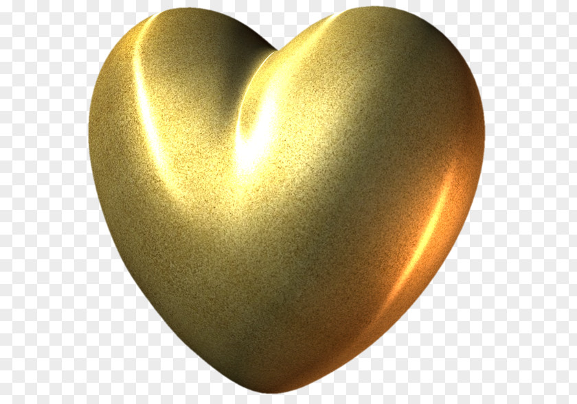 3D Model Golden Heart Clip Art PNG