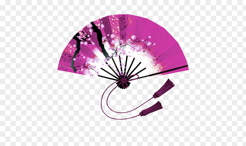 Purple Chinese Fan Decoration Pattern China Hand Clip Art PNG