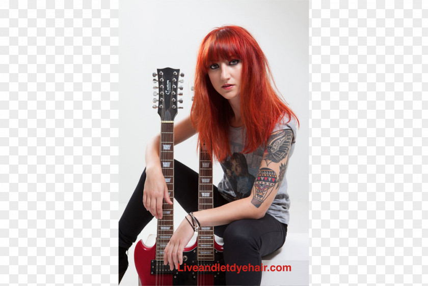 Rock N Roll Electric Guitar Red Hair Microphone Bass PNG