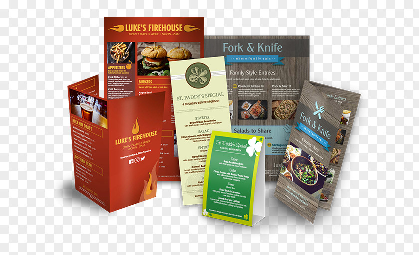 Restaurant Menu Examples Printing Brochure PNG