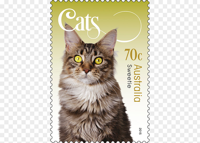 Wanted Stamps Maine Coon Whiskers Tabby Cat Postage Mail PNG