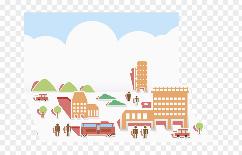 Watercolor City Painting Illustration PNG