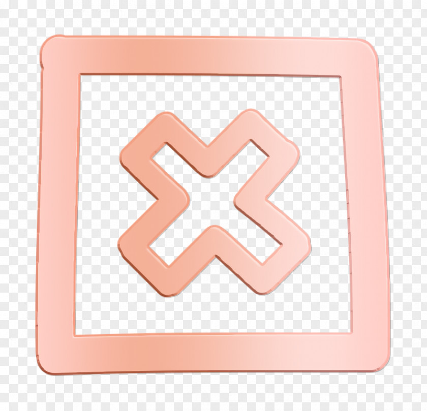 Close Icon Cancel Hand Drawn Cross In Square Button Outline Interface PNG