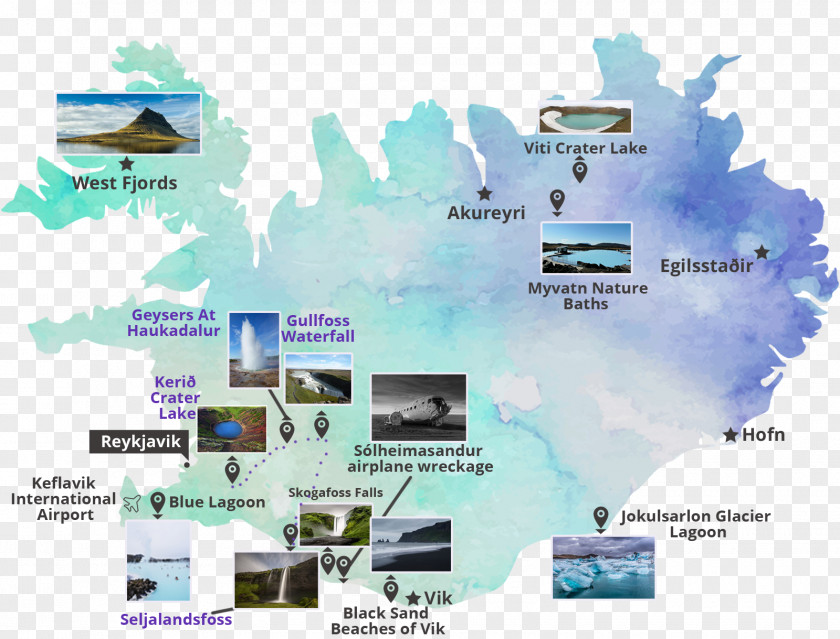 Tourist Attractions Guide To Iceland Map Attraction PNG