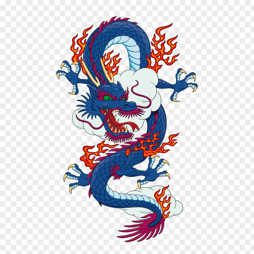 Blue Dragon Vector Material T-shirt Chinese Japanese PNG