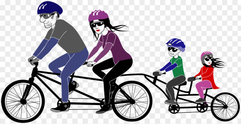 Cycling Pic Tandem Bicycle Family Safety PNG