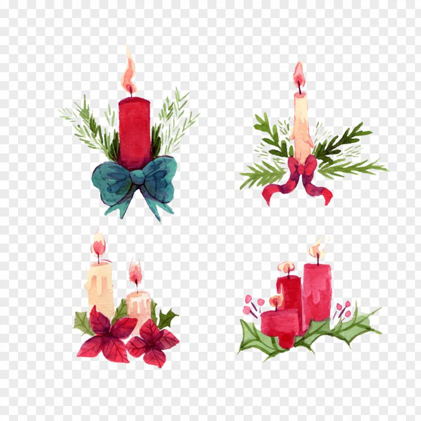 Painted Candle Water Festival Watercolor Painting Christmas PNG