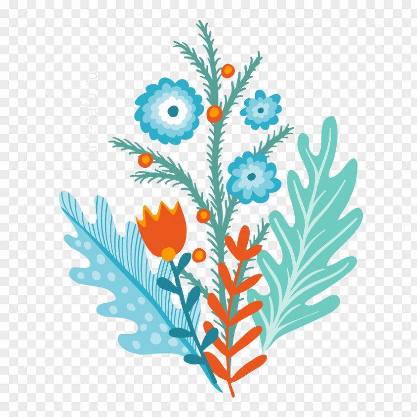 Six Flower Plant Clip Art PNG