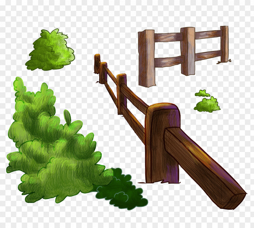 Cartoon Bush Fence Palisade PNG