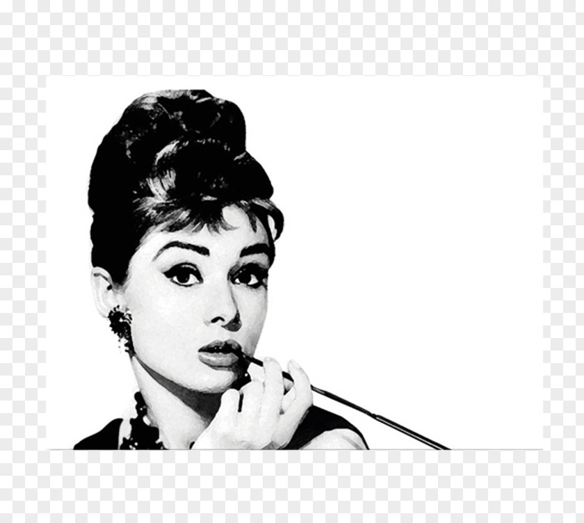 Audrey Hepburn Breakfast At Tiffany's Poster Black And White PNG