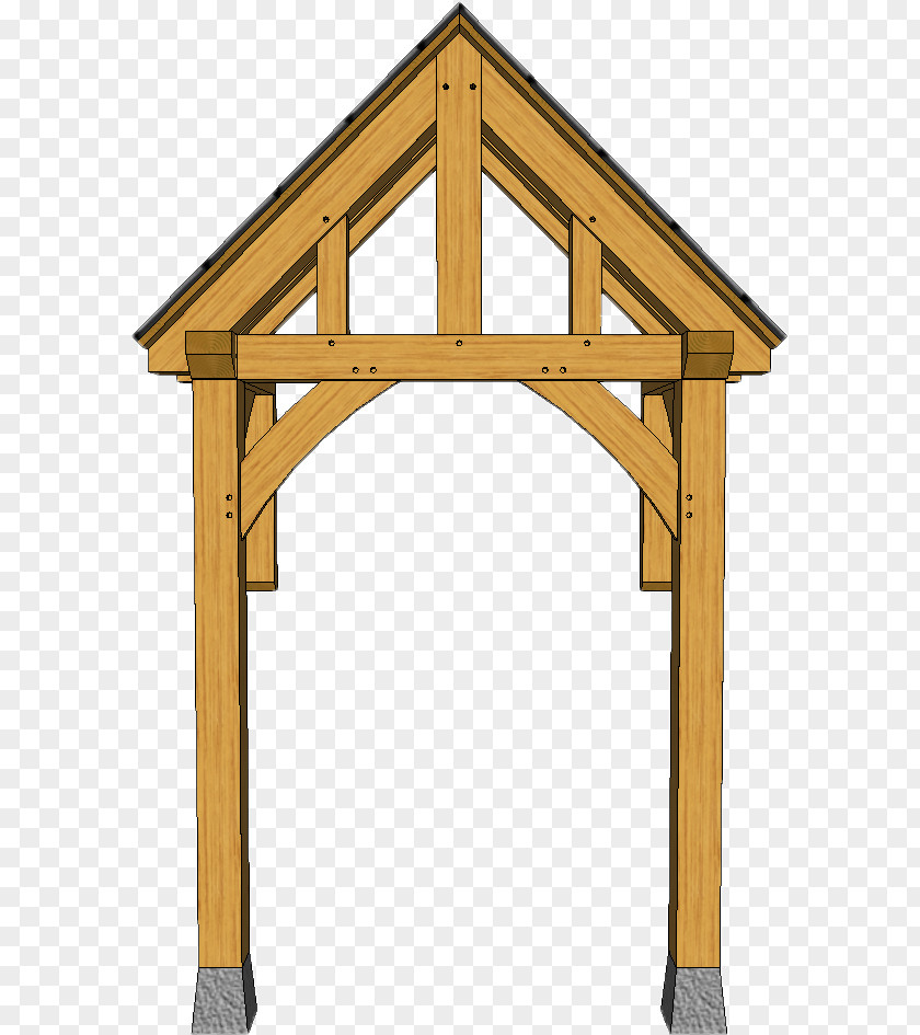 Wooden Truss King Post Porch Pergola PNG