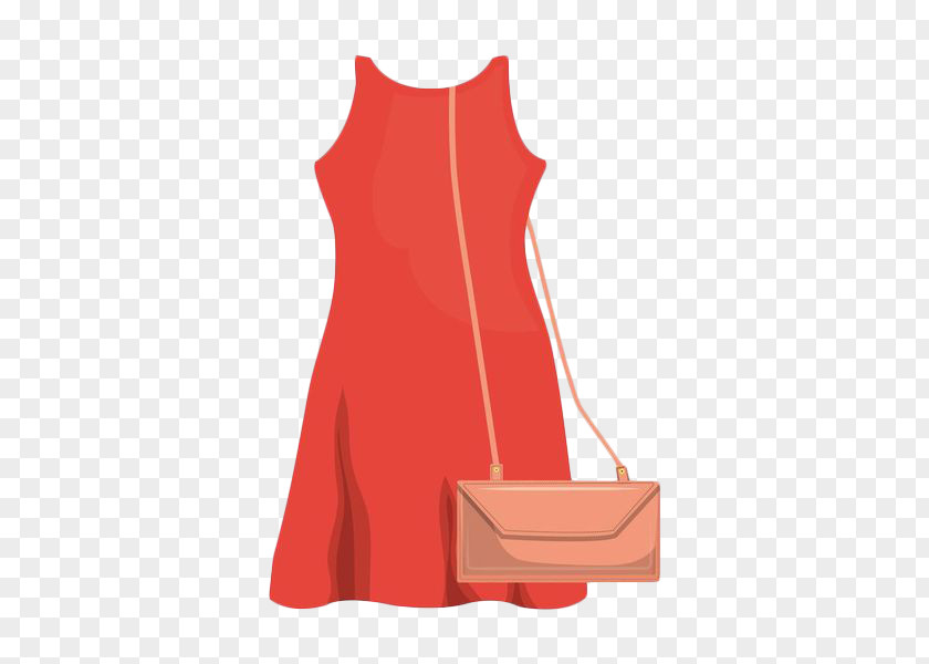 Hand Painted Red Dress Handbag Clothing PNG