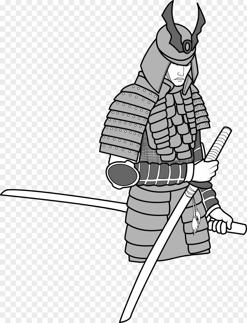 Japanese Guards Bodyguard Warrior Black And White Picture Samurai Royalty-free Illustration PNG