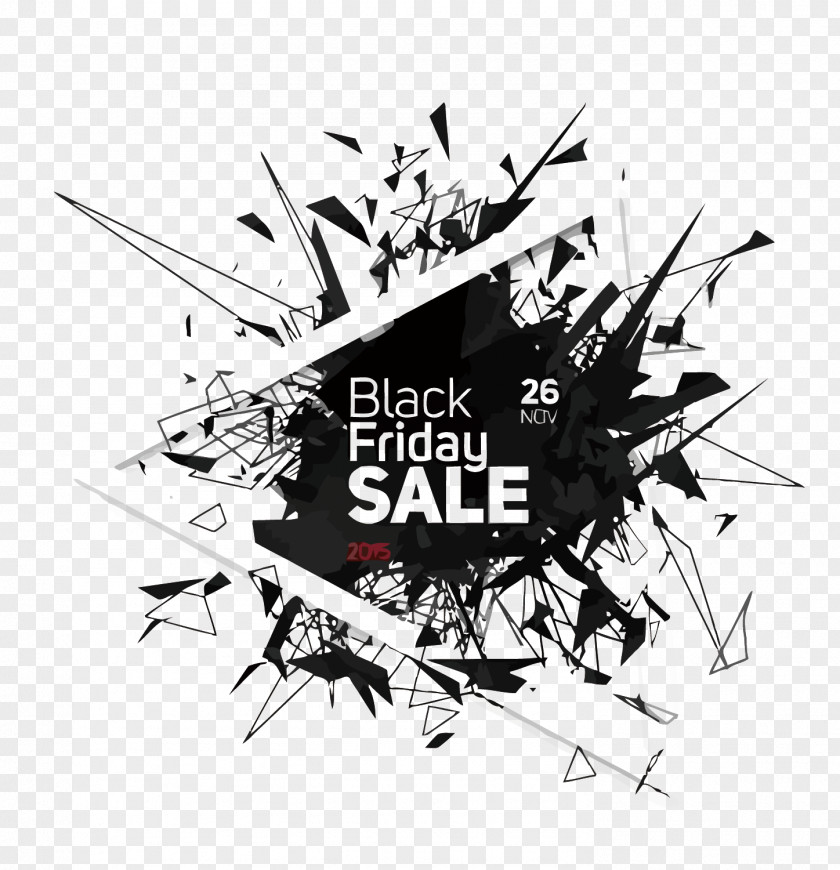 Vector Geometry Crushing Black Five Friday Poster PNG