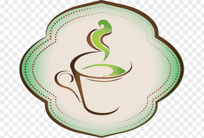 Design Cafe Logo Coffee Cup Vignette PNG