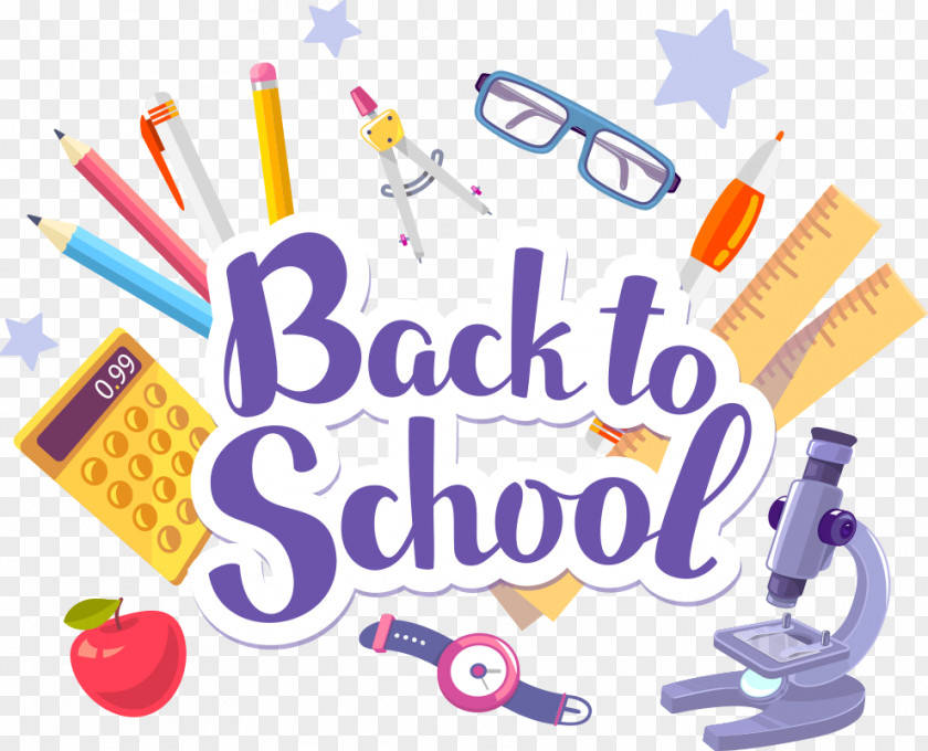 Vector Purple Letters And Learning Tools Student Paper School Stationery PNG