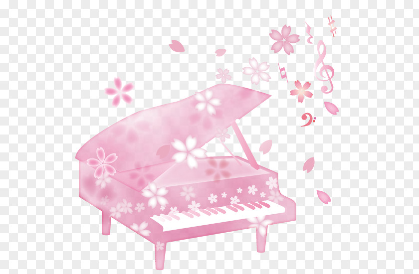 Cherry Blossoms And Grand Piano. PNG